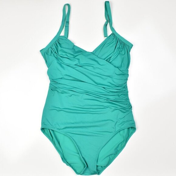 Jantzen Other - Jantzen Solid Shirred Wrap One Piece Swimsuit - 12